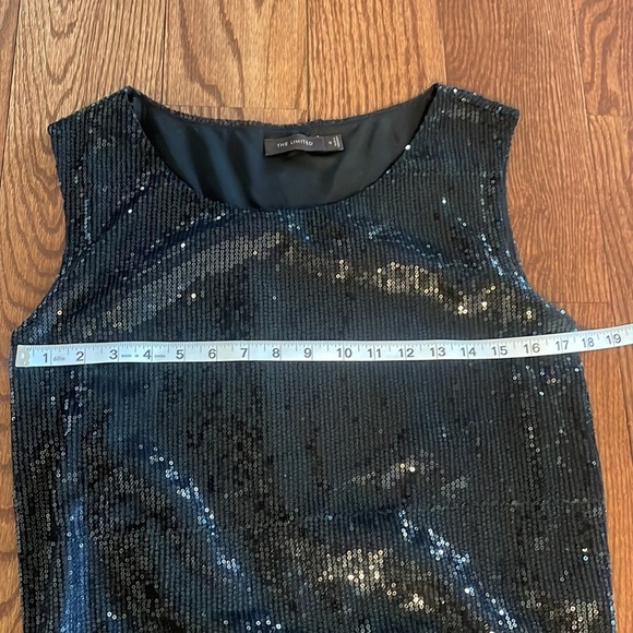 EXPRESS formal / evening cocktail black sequins dress cap sleeve lined SM - Picture 7 of 11